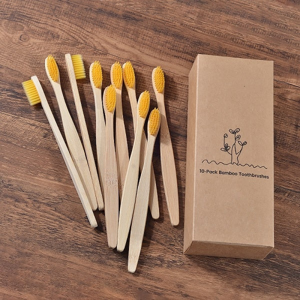 10-PACK Bamboo Toothbrushes