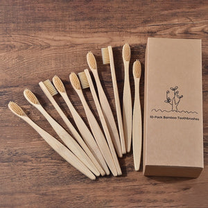 10-PACK Bamboo Toothbrushes