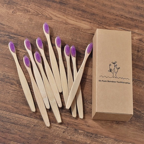 10-PACK Bamboo Toothbrushes