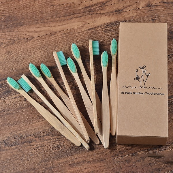 10-PACK Bamboo Toothbrushes