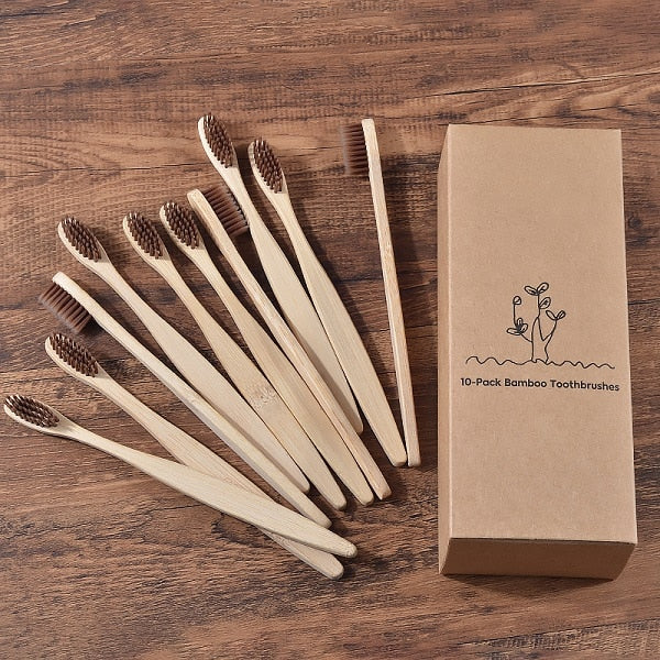 10-PACK Bamboo Toothbrushes