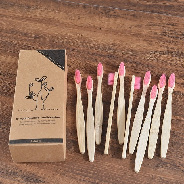 10-PACK Bamboo Toothbrushes