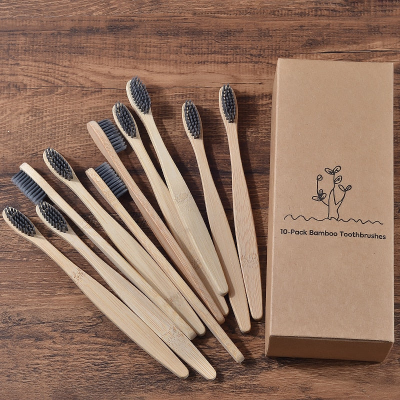 10-PACK Bamboo Toothbrushes